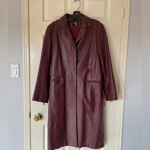 Vintage CK Burgundy Leather Trenchcoat